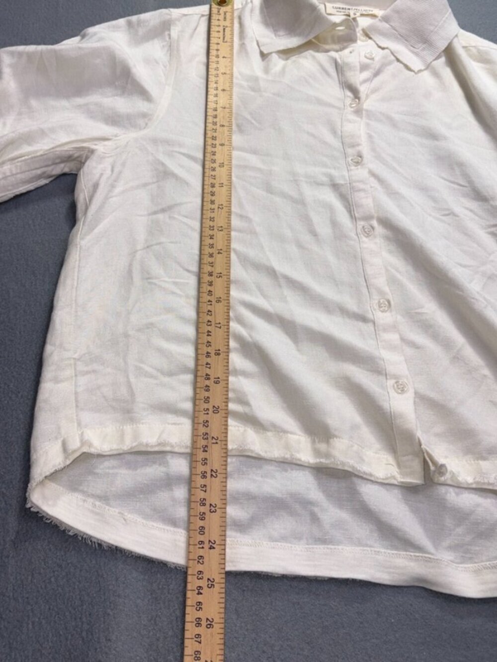 Current/Elliott White Collared Fringe Detail Blouse with Ties True Hemp Boho S - Picture 7 of 8